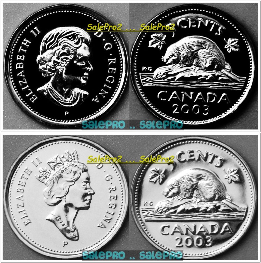 2x CANADA 2003 CANADIAN BEAVER NICKEL QUEEN OLD & NEW EFFIGY 5