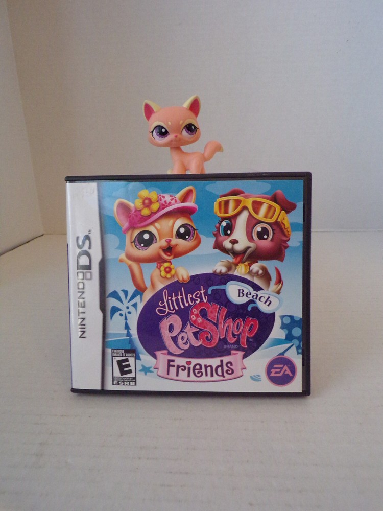 Littlest Pet Shop Cat #1265 Peach Yellow with Purple Eye Friends Nintendo DS Complete