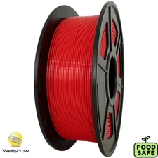 WELLSHOW PLA Filament 1.75mm Red PLA Food Safe PLA 3d Printer Filament, 2.2lbs