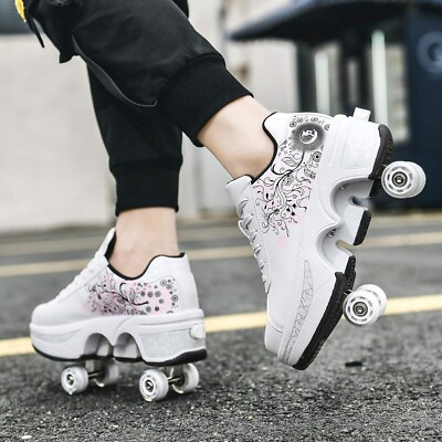 Skate Shoes Double-Row Deform Wheel Automatic Walking Shoes Wedsf