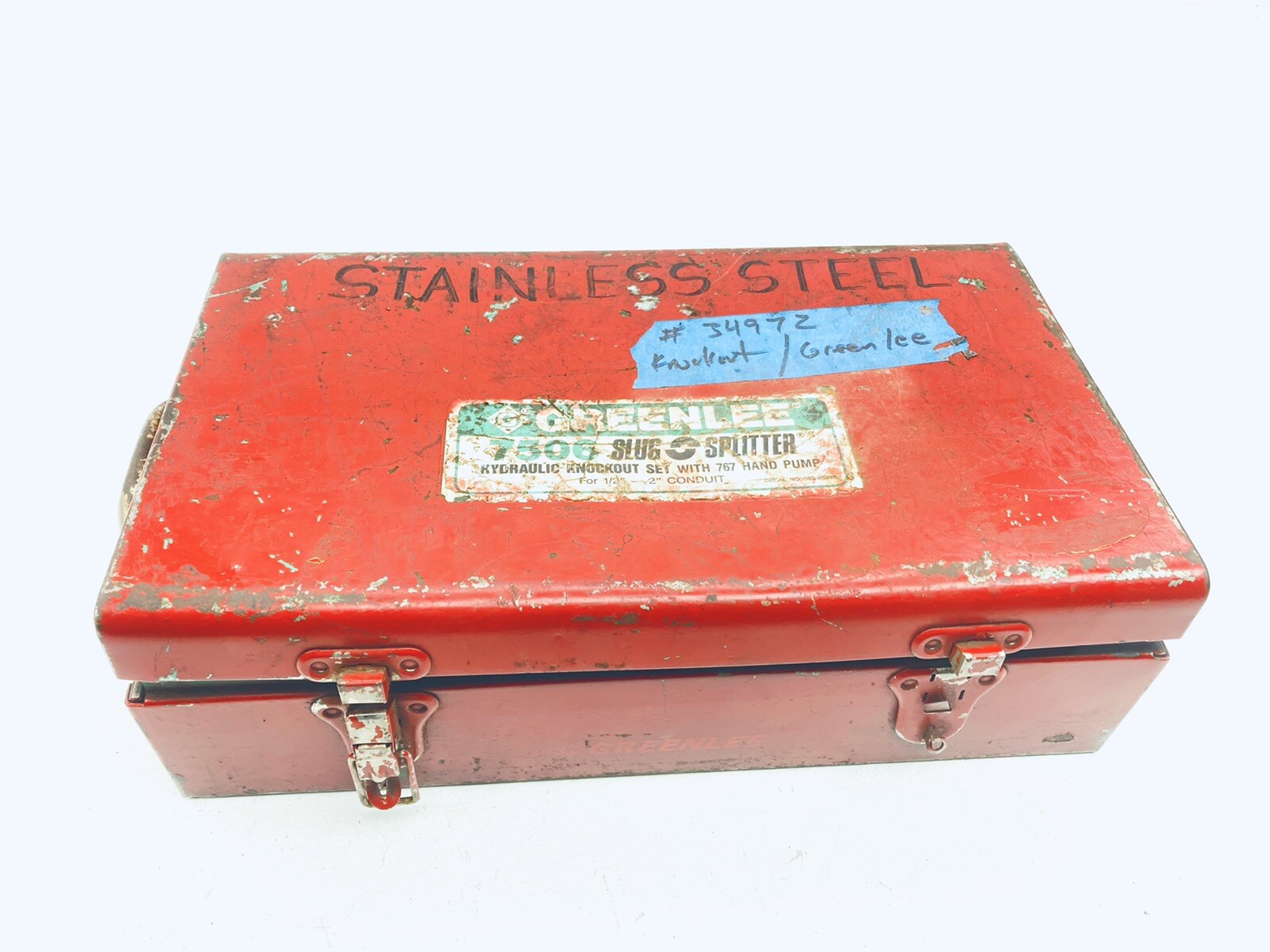 GREENLEE 746 HYDRAULIC KNOCKOUT RAM AND 767 HAND PUMP SLUG BUSTER eBay