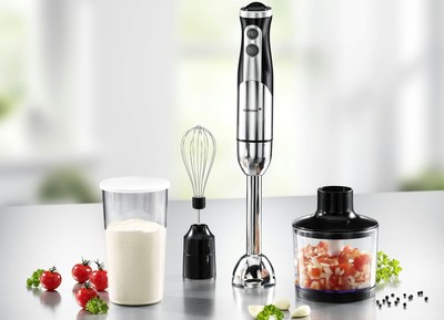 Stainless Steel Immersion Blender Set - 800W, 600ml Mix Cup, 500ml Chopper
