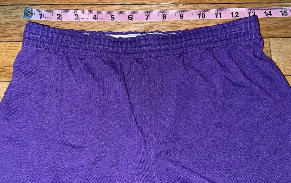 Pantalones Cortos De Colección Años 90 Suave Púrpura Algodón en Blanco Poliéster Alegría Gimnasio Medianos Foto 3 de 4