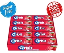 10x14 g. WRIGLEY'S ORBIT STRAWBERRY CHEWING GUM SUGAR-FREE (100 pieces total)