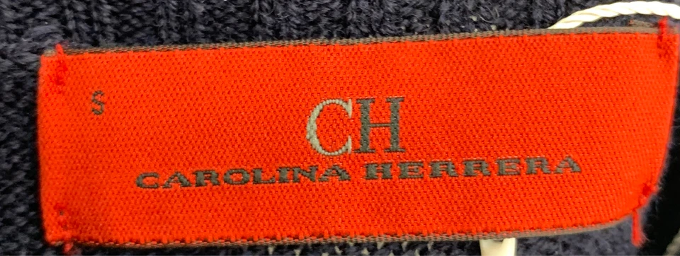 CH Carolina Herrera 女式海军羊毛海龟领毛衣红色标志 S 码 — 第 4/4 张图片