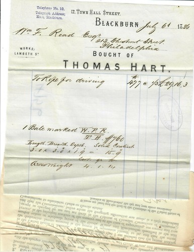 1886 US Consular Certificate Manchester, UK with goods to Philadelphia - Bild 2 von 3