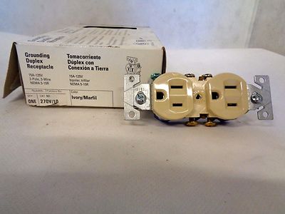NEW BOX OF 10 EAGLE ELECTRIC MODEL 270V IVORY GROUNDING DUPLEX RECEPTACLE