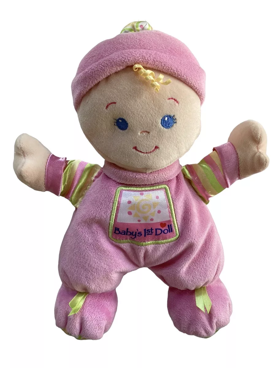 Fisher Price Baby s 1st Doll Pink Plush Lovey Rattle Toy Dolly 11