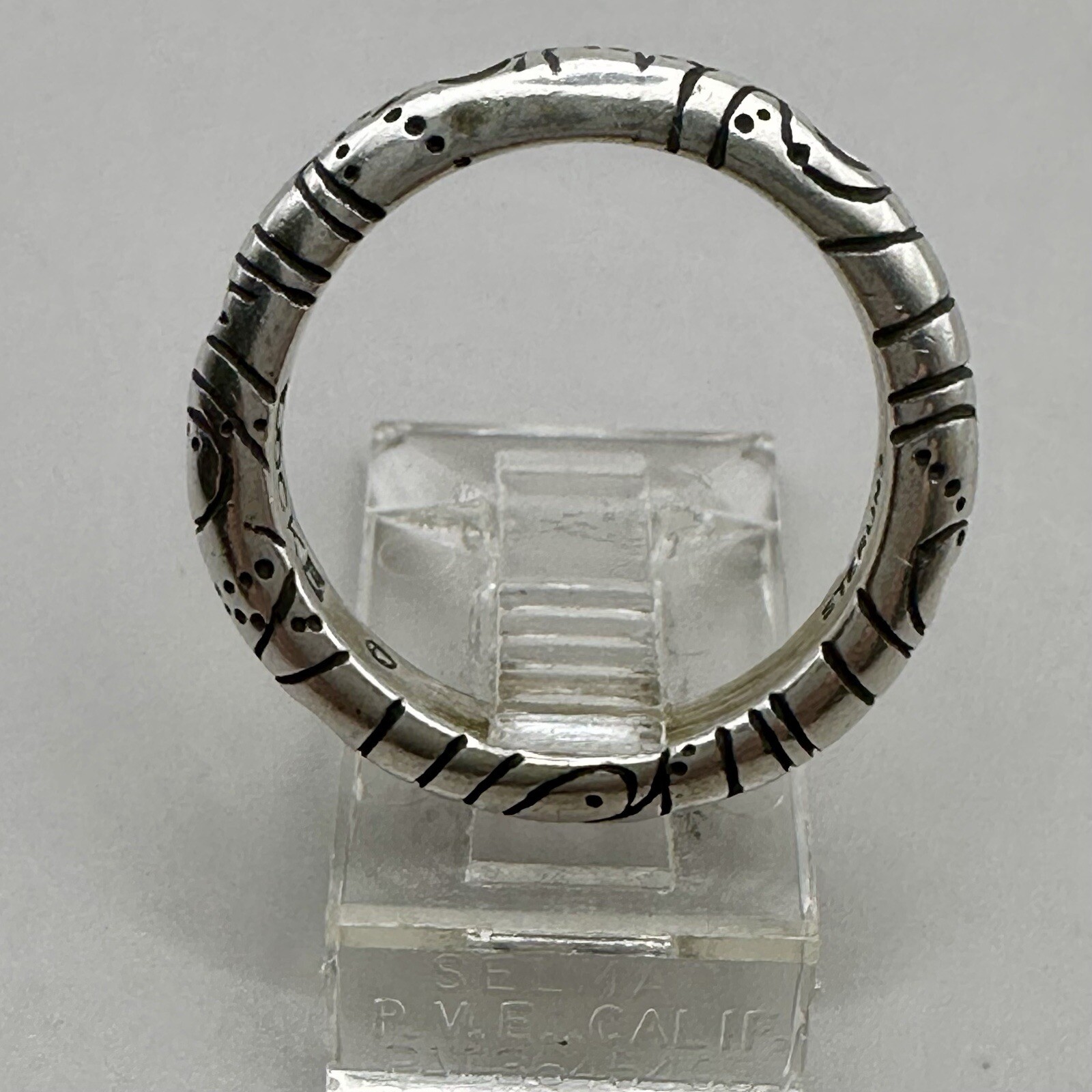 Artisan Boho Stackable Ring Signed Locke Sterling… - image 4