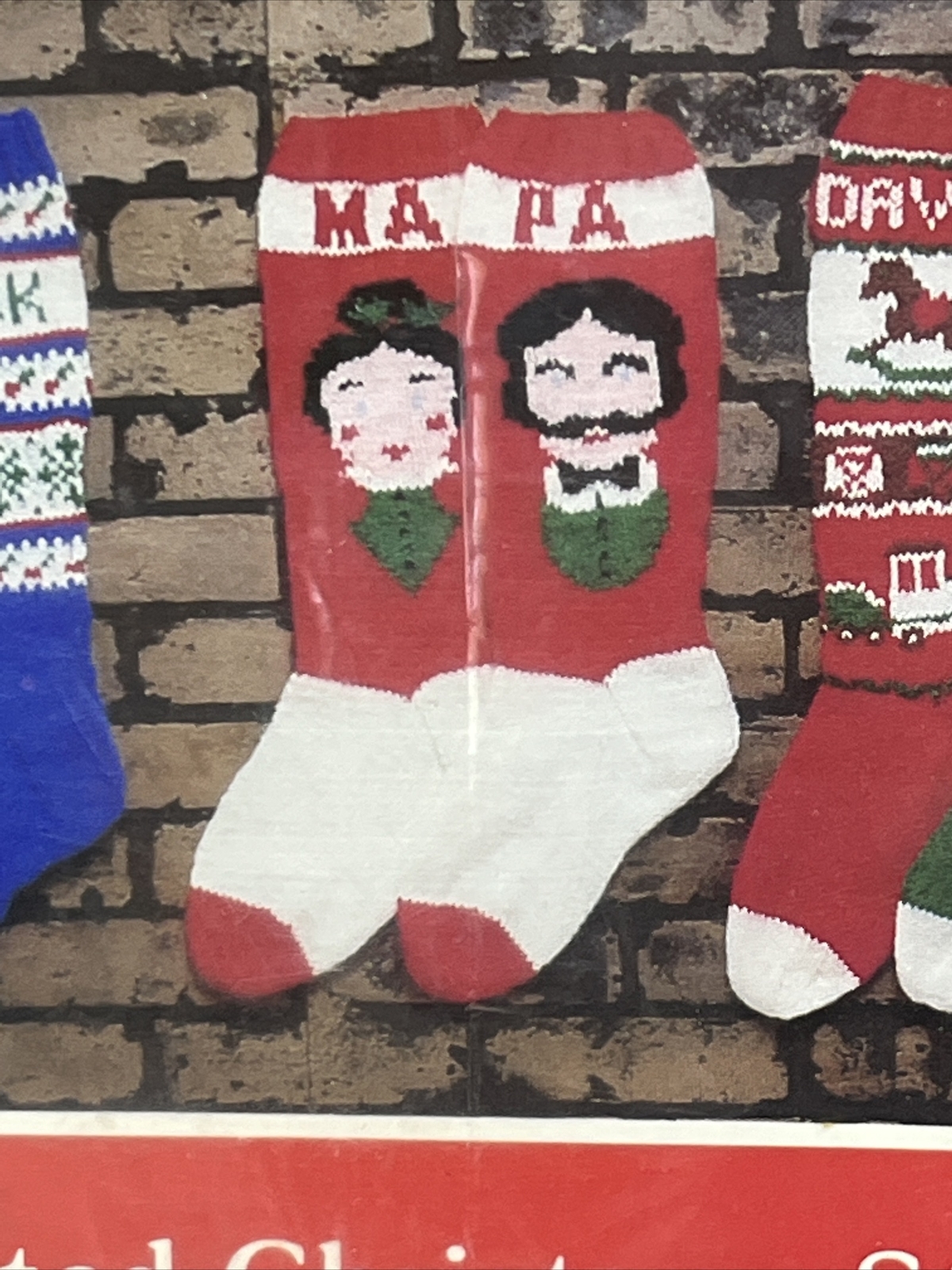 Vintage Mary Maxim Knitted Christmas Stockings Kit 8447 “Ma and Pa” USA eBay