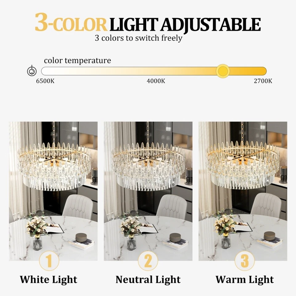 Luxus Kristall Deckenleuchte Kronleuchter Deckenlampe Pendelleucht Hängeleuchte - Bild 3 von 4