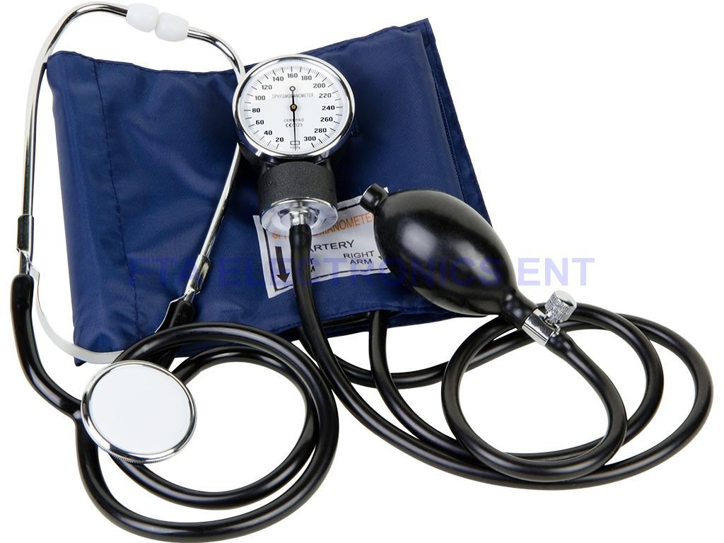 Portable Blood Pressure Stethoscope Meter Aneroid Monitor Cuff Sphygmomanometer