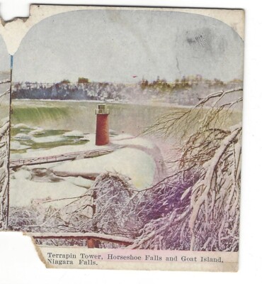 Terrapin Tower, Horseshoe Falls, Goat Island, Niagara, Stereoview Penny Viewer