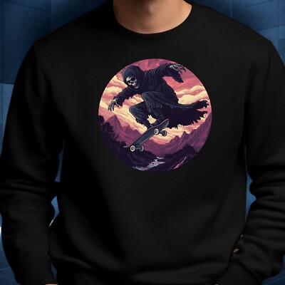 Grim Reaper Skating Sweatshirt Cosy and Perfect for Any Occasion S to 4XL