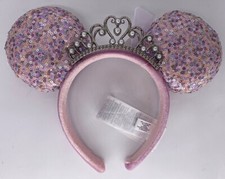 Disney Parks Sequin Tiara Crown Minnie Mouse Ears Headband Bow 2022 - NEW