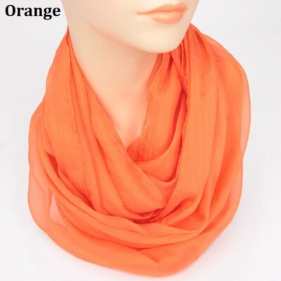 Loop runder Schal Rundschal Halstuch Damen Unifarben Chiffon Schlauch für Sommer
