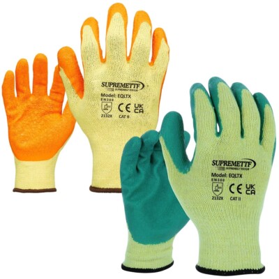 120 PAIRS LATEX COATED ORANGE RUBBER WORK GLOVES