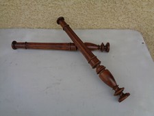 2 Antiche Colonne Legno Turned Balaustra Noce Lavorato Mobile Antico Lampada