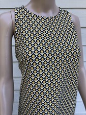 Banana Republic S Yellow Black White Geometric Sleeveless Stretchy Shift Dress