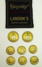 KINGSRIDGE Replacement buttons 8 gold TONE 2-part metal Fair Used Cond.