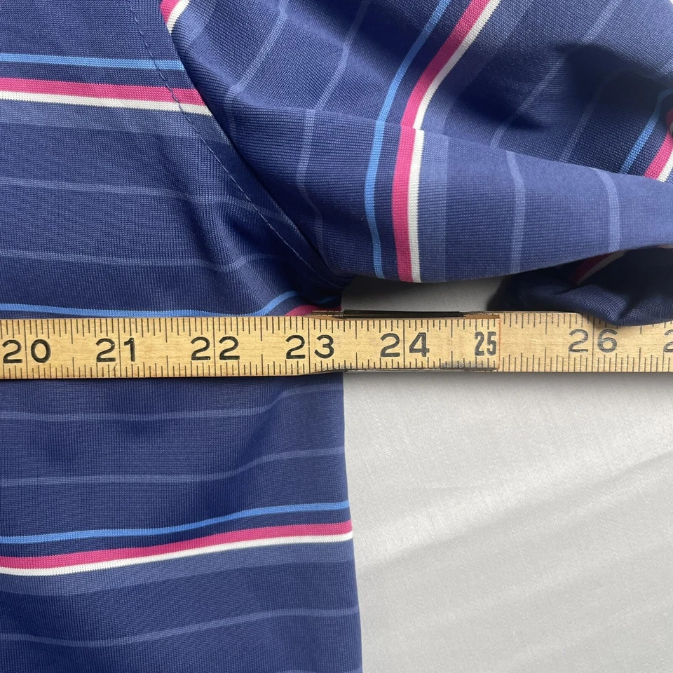 Pebble Beach Mens Polo Shirt L Blue Pink Striped Short Sleeve Performance Golf - Image 4 of 4