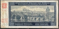 Protektorat Böhmen und Mähren, 100 Kronen Banknote , Gebrauchsspuren