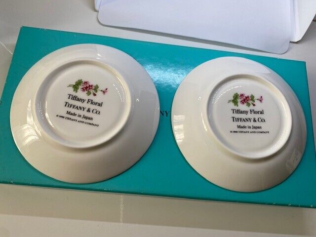 TIFFANY & Co. Floral Cup & Saucer Pair 2 Customer Set Made TIFFANY & Co. Floral Cup & Saucer Pair 2 Customer Set Made
