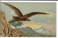 Italian Art Military Postcard 1o Reggimento Alpini Eagle Carrying a Banner