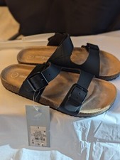 Cat Jack Girls 1 Black Drew Double Buckle Slide Sandals NWT