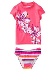 NWT Gymboree Girls Rash Guard Set Swimsuit Flower Kid Girl S,M,L