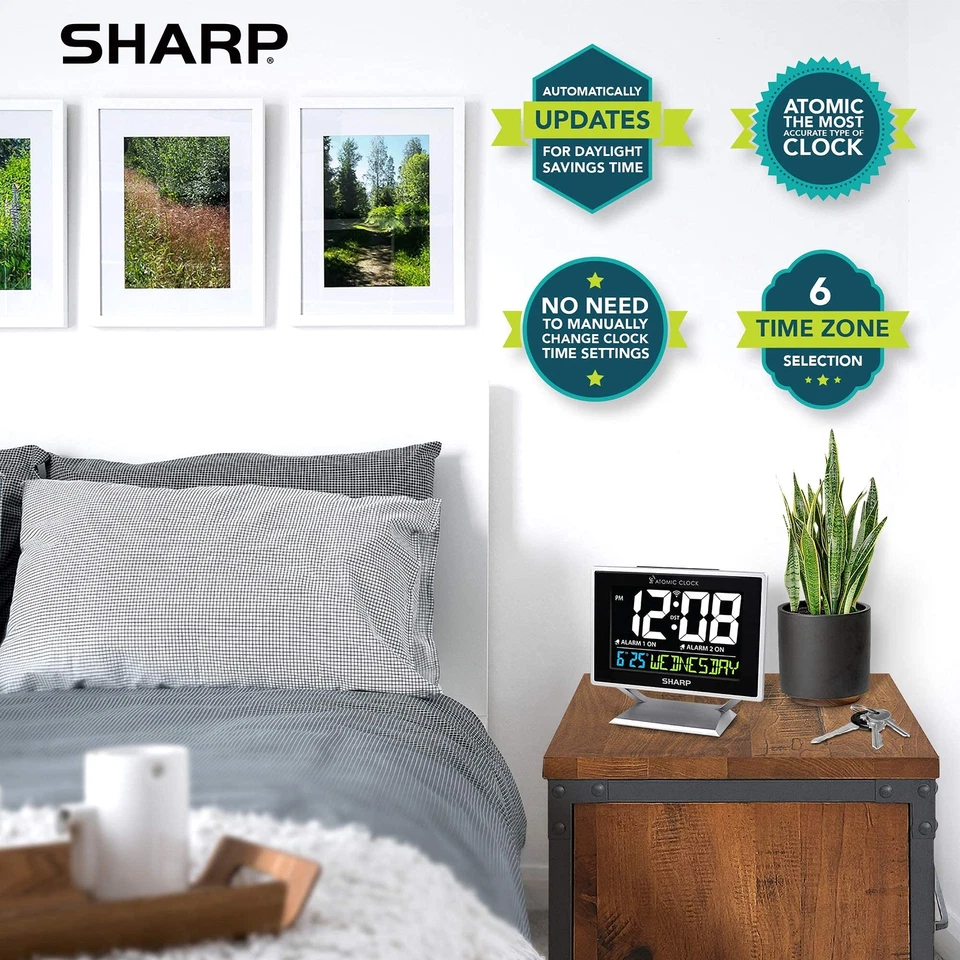 Desktop Dual Alarm Clock With Color Display - Atomic Accuracy - Calendar & - Image 3 of 4