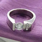 1.50 Ct Round Real Moissanite Men's Solitaire Wedding Ring 14K White Gold Plated