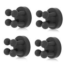 4 pcs Silicone Toothbrush Holder Multi-Function Hook Waterproof self Black