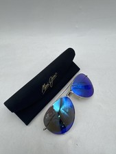MAUI JIM MEN'S AND WOMEN'S MAVERICKS POLARIZED AVIATOR SUNGLASSES SILVER/BLUE