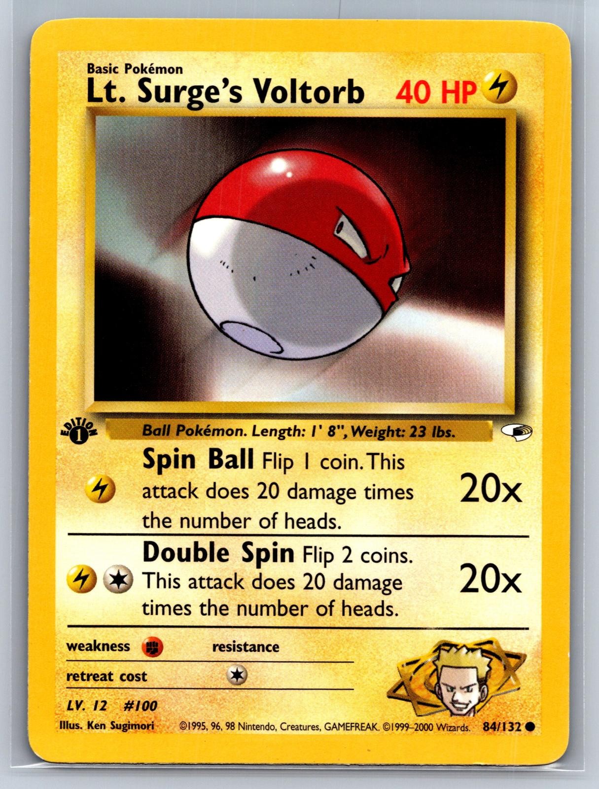 Lt. Surge's Voltorb 84/132 Common Gym Heroes Pokemon 1st Edition MP