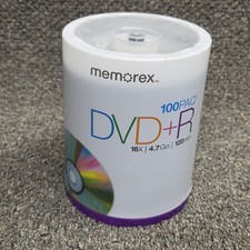 Memorex DVD R 16X 4.7GB 120min 100 Pack Spindle New Factory Sealed