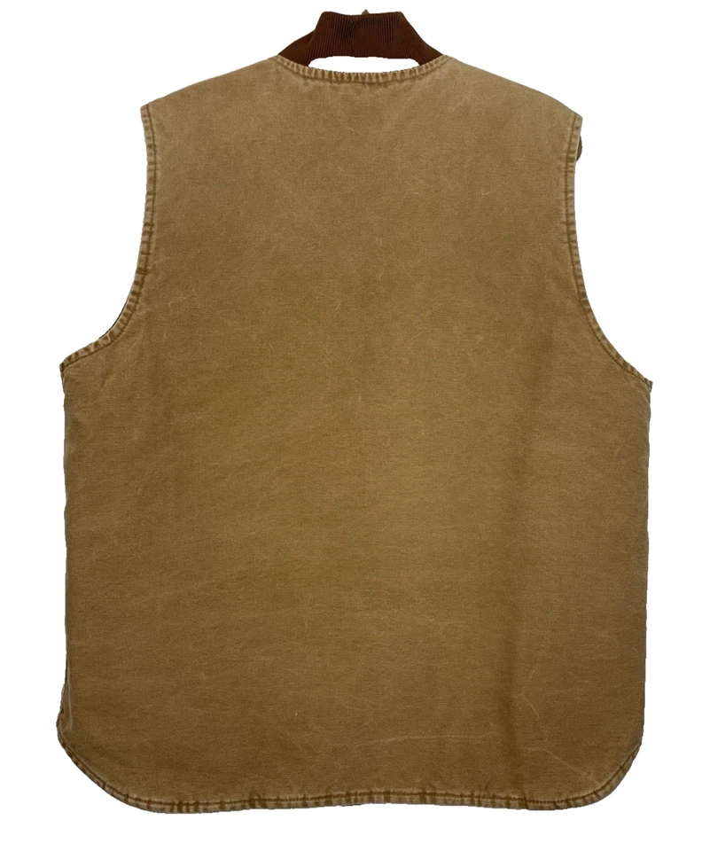 VTG Carhartt VO2 211 mens XLTALL Canvas Vest Workwear Quilt Lining Ribbed Collar - Image 2 of 4