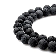 BRCbeads Natural Black Lava Stone Gemstone Round Loose Beads 8mm Approxi 15.5...