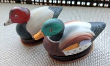 Vtg Set Of 2 Ceramic Duck Lint Brushes Made In Taiwan