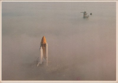 Space Shuttle Challenger Foggy Launch Pad 39A Postcard 4x6 FL