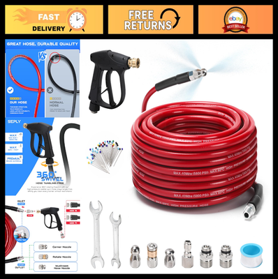 #ad 100FT Sewer Jetter Kit for Pressure Washer Drain Cleaning Hose amp; Nozzles Water $91.99