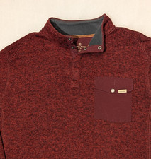 WOOLRICH Vtg Heather Red 1/4 Snap Fleece Pullover SWEATER Men's XXL