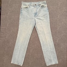 Wrangler 936GBN Cowboy Cut Slim Fit Jeans Mens 33x32 Light Wash Made USA Denim