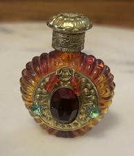 Vintage Czech Filigree Perfume Mini Bottle Gl...