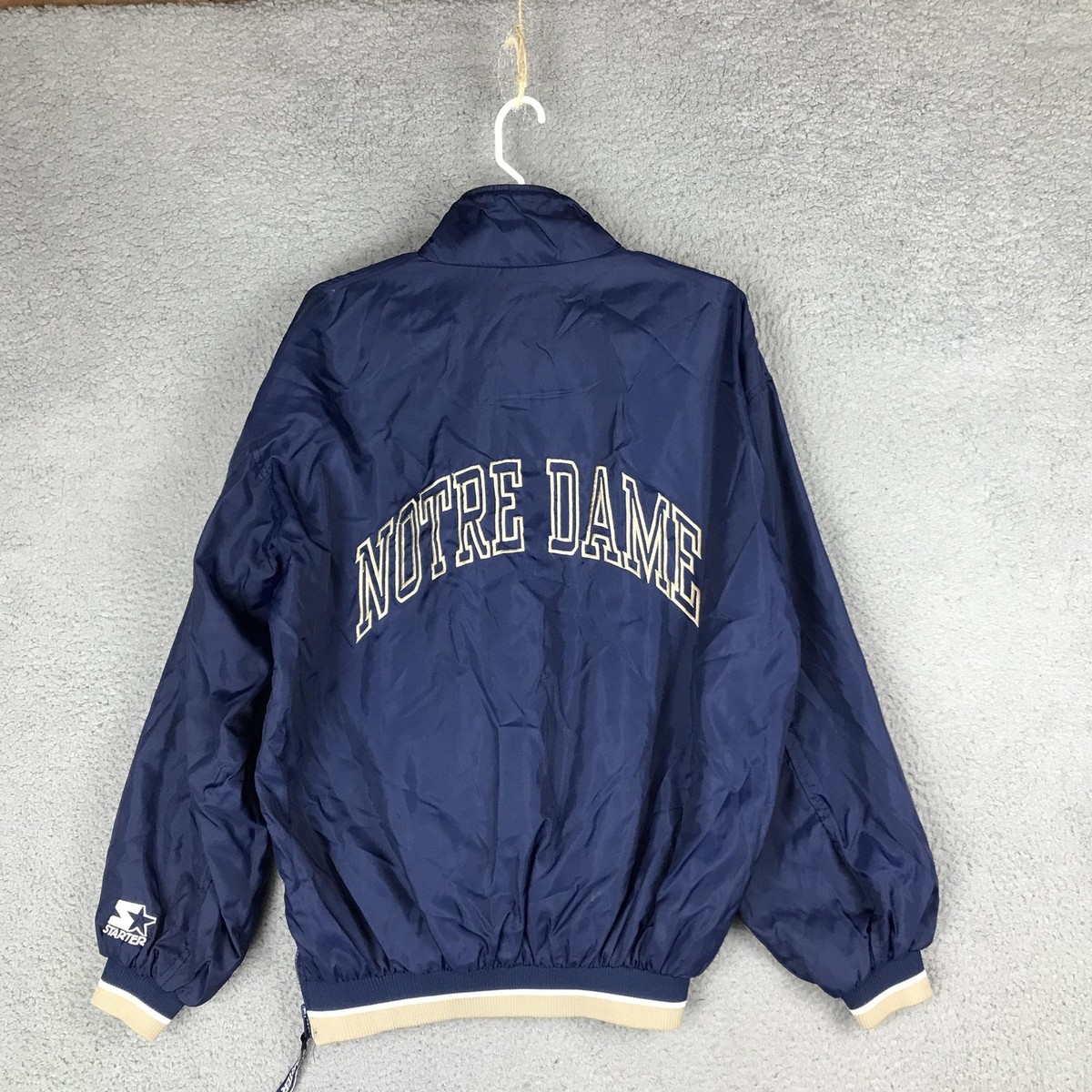 Vintage Notre Dame Jacket Mens Medium Blue NCAA Football Starter