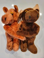Vintage 1977 R. Dakin  Co. Hugging Moose Plush Toys Pair