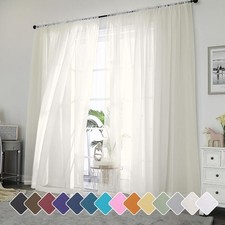 Chyhomenyc Ivory Sheer Curtains 96 Inch Length 42"W x 96"L Pack of 2 ,