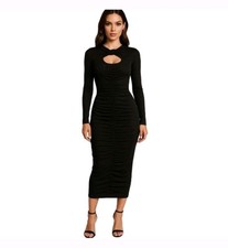 NWT Abercrombie & Fitch Black Whimsigoth Witchy Ruched Midi Dress Women's Small