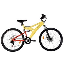 YOAC Mountain Bike 18 Dual Suspension, 26in Wheel - Yellow/Red