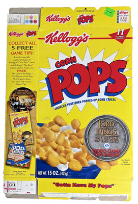 2003 Kellogg's Corn Pops Lord of The Rings Return of The King Cereal Box